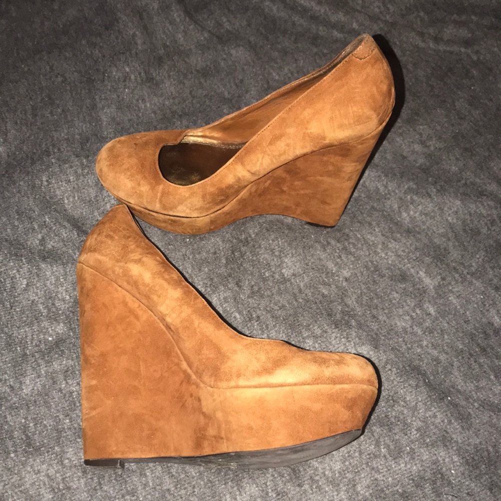 Cognac Suede Wedge